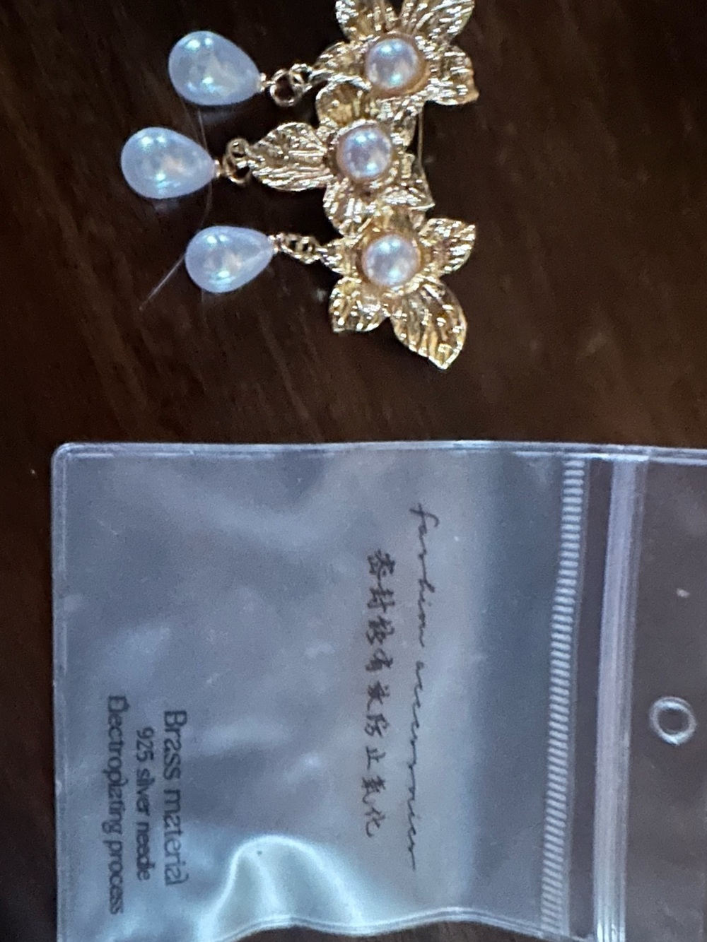 Elegant Gold Flower Trio Pearl Drop Pin
